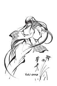 Yuki-Onna représentée "façon" estampe Japonaise