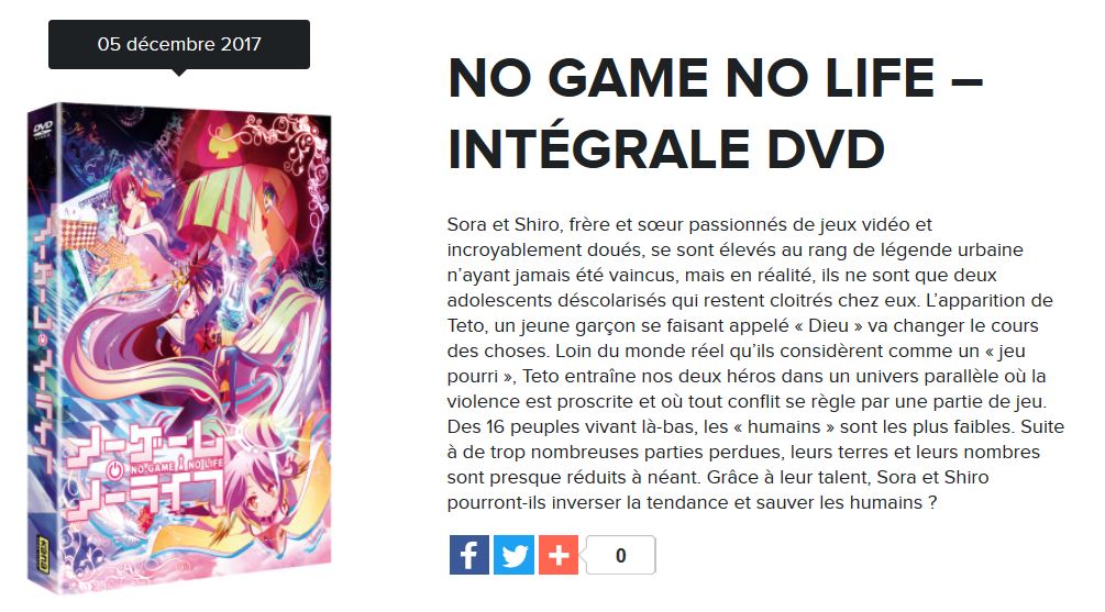 no game no life dvd