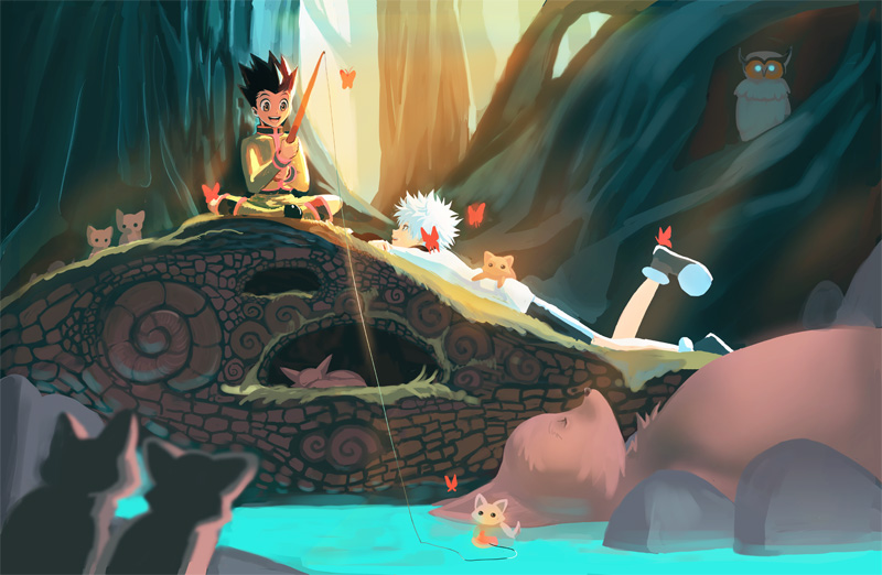 gon_and_killu__fishing__by_barlee-d95agoe
