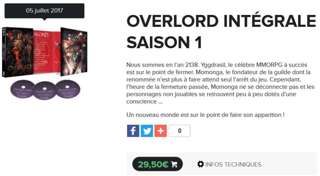overlord saison 1 dvd